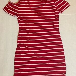 New Look Red and White Striped Mini Dress